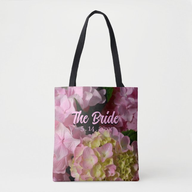 Pink Cream Hydrangeas yellow pink floral for bride Tote Bag (Front)