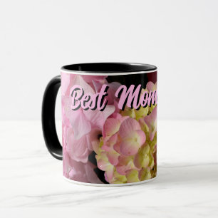 Pink Cream Hydrangeas yellow pink floral Mothers Mug