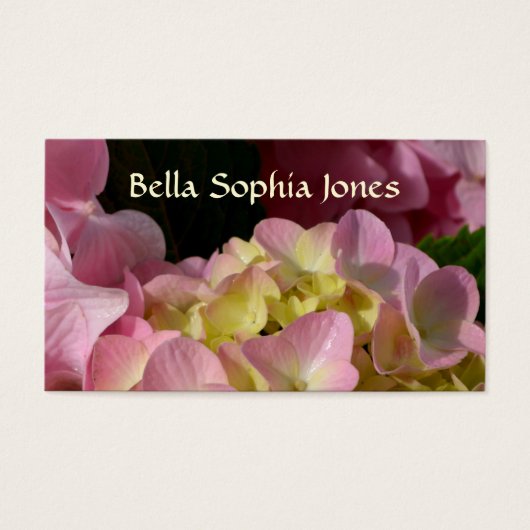 Pink Cream Hydrangeas yellow pink green floral (Front)