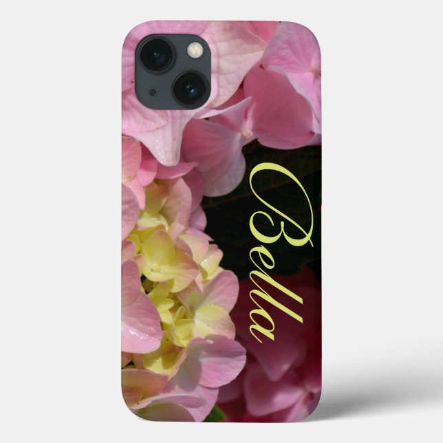 Pink Cream Hydrangeas yellow pink green  floral  Case-Mate iPhone Case (Back)
