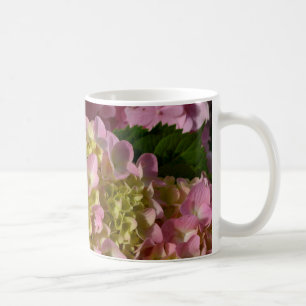 Pink Cream Hydrangeas yellow pink green floral Coffee Mug