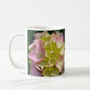 Pink Cream Hydrangeas yellow pink green floral Coffee Mug