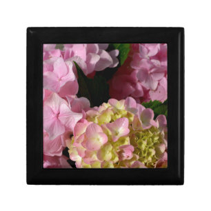Pink Cream Hydrangeas yellow pink green floral Keepsake Box