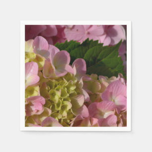 Pink Cream Hydrangeas yellow pink green floral Napkins