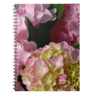 Pink Cream Hydrangeas yellow pink green floral Notebook