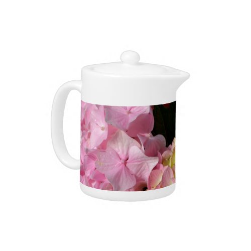 Pink Cream Hydrangeas yellow pink green floral  Teapot