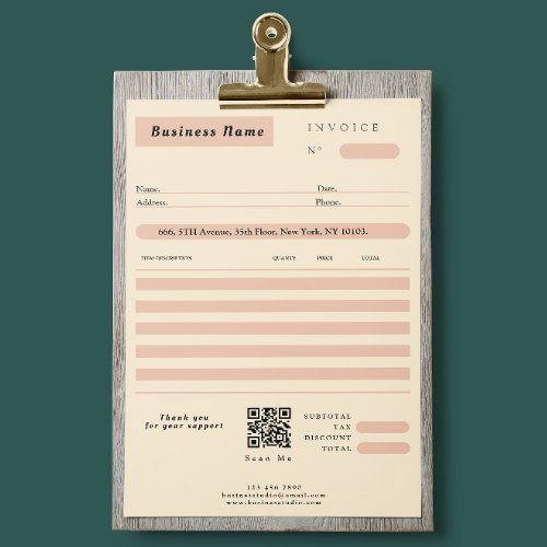 Pink Cream Invoice Sales Receipt Small Business