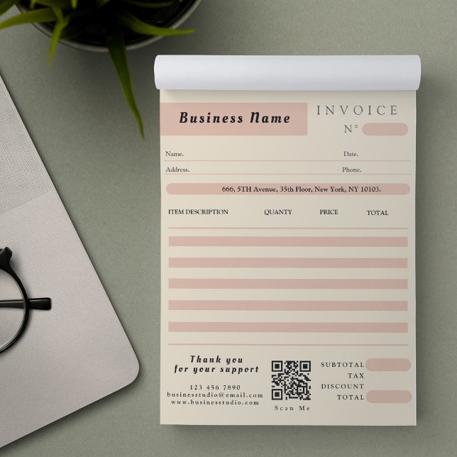 Pink Cream Invoice Sales Receipt Small Business Notepad (Pink Cream Invoice Sales Receipt Small Business Notepad)