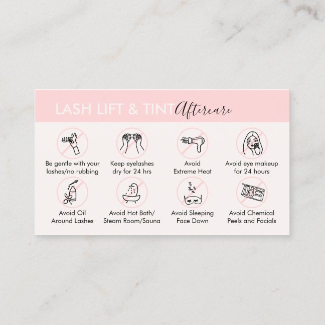 Pink Cream Lash Lift and Tint Aftercare Post Business Card