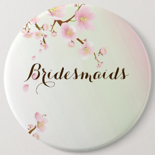 Pink & Cream Magnolia Blossom Wedding Design Pinback Button