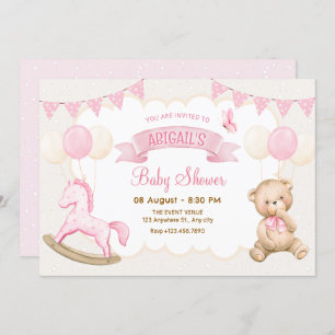 Pink cream pastel baby shower invitation