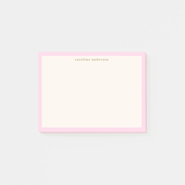 Pink Cream Personalized Name Back to School Study Post-it Notes (Front)