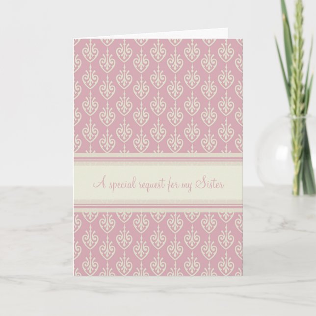 Pink Cream Sister Maid of Honor Invitation Card (Front)