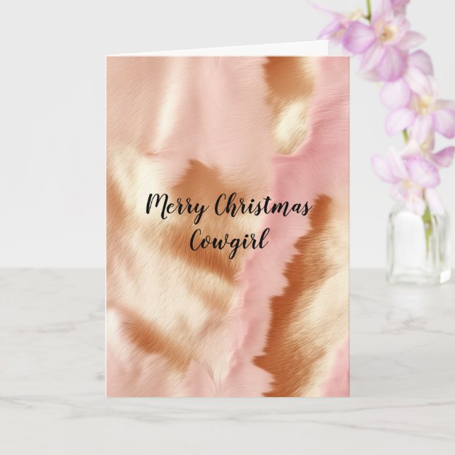 Pink Cream Tan Southwest Cowgirl Cowhide Card (Orchid)