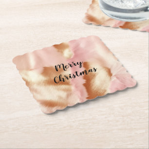 Pink Cream Tan Southwest Cowgirl Cowhide Paper Coaster