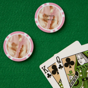 Pink Cream Tan Southwest Cowgirl Cowhide Poker Chips