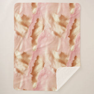 Pink Cream Tan Southwest Cowgirl Cowhide Sherpa Blanket