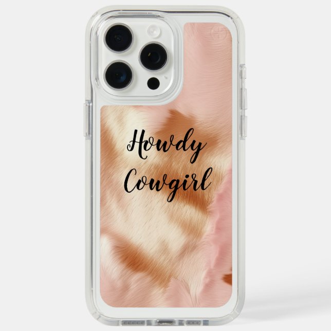 Pink Cream Tan Southwest Cowgirl Cowhide Speck iPhone Case (Front (White Titanium))