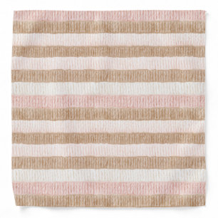 Pink Cream Tan Stripes Bandana