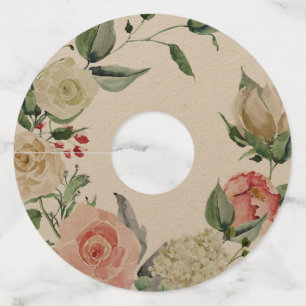 Pink & Cream Vintage Watercolor Floral Wine Glass Tag