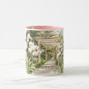 Pink Cream White Tropical Orchid Flowers Paradise Mug