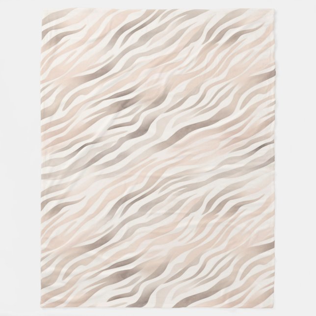 Pink Cream Zebra Animal Print   Fleece Blanket (Front)