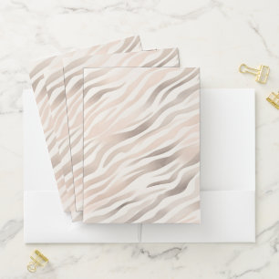 Pink Cream Zebra Animal Print Pocket Folder
