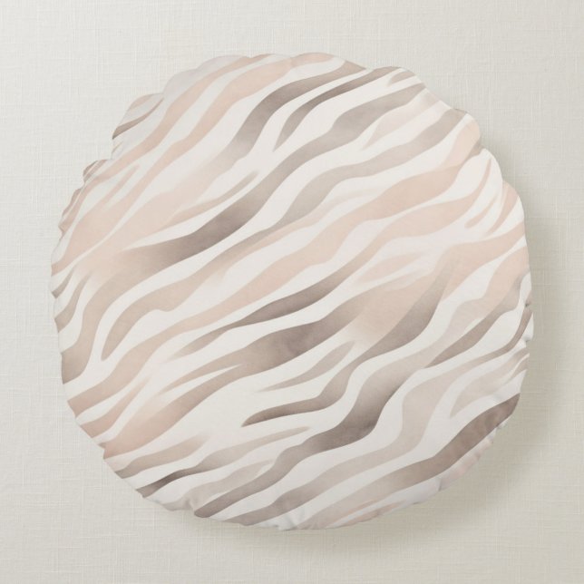 Pink Cream Zebra Animal Print   Round Pillow (Front)