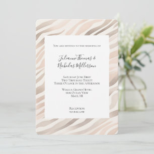 Pink Cream Zebra Animal Print Wedding Invitation
