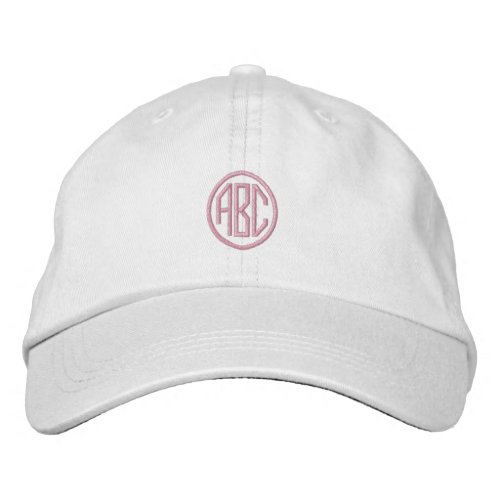 Pink Create Your Own Initials Monogram Text Embroidered Baseball Cap