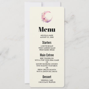 Pink Crescent Moon with Pretty Flowers Invitation