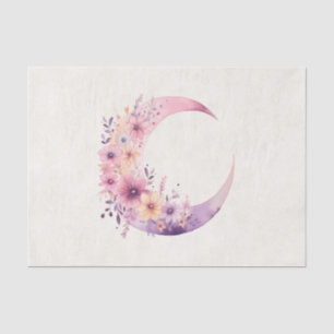 Pink Crescent Moon with Pretty Flowers Tissue Paper
