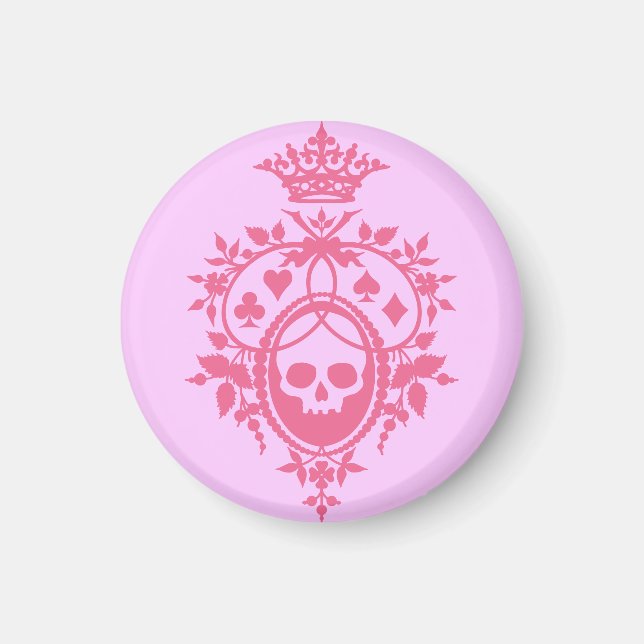 Pink Crest with Skull and Cardsuits Magnet (Front)