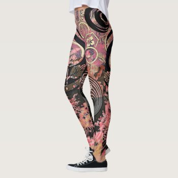 Pink Crests In Storm Leggings by AlignBoutique at Zazzle