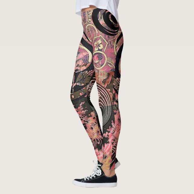 Pink Crests in Storm Leggings (Left)