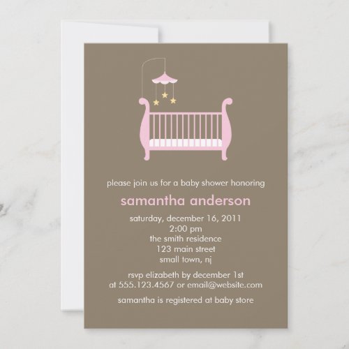 Pink Crib Girl Baby Shower Invitation