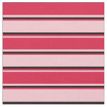 [ Thumbnail: Pink, Crimson & Black Colored Pattern of Stripes Fabric ]