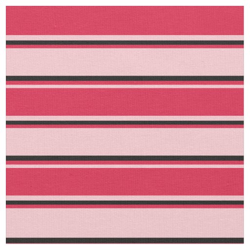 Pink, Crimson & Black Colored Pattern of Stripes Fabric