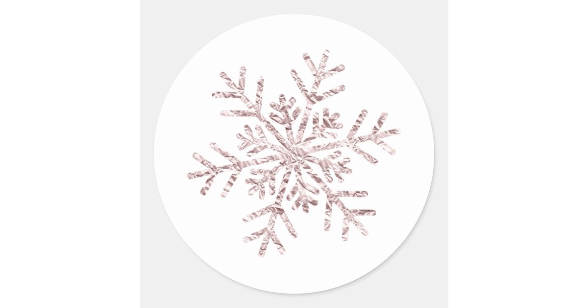 Pink Crinkle Winter Wonderland Snowflake Elegant Classic Round Sticker ...