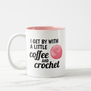 Pink Crochet and Coffee Yarn Two-Tone Coffee Mug