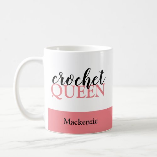 Pink Crochet Queen Personalized Coffee Mug