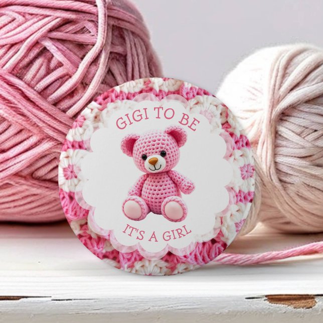Pink Crocheted Teddy Bear | Gigi to Be Button (Creator Uploaded)