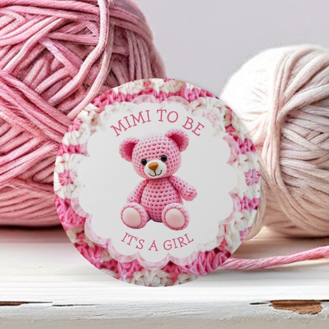 Pink Crocheted Teddy Bear | Mimi to Be Button (Creator Uploaded)