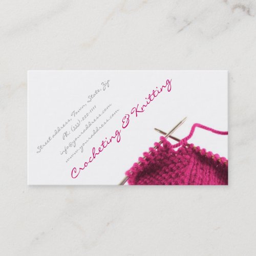 Pink Crocheting &amp; Knitting Business Card