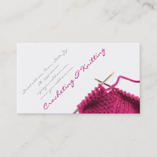 Customizable Pink Crocheting &amp; Knitting Business Card