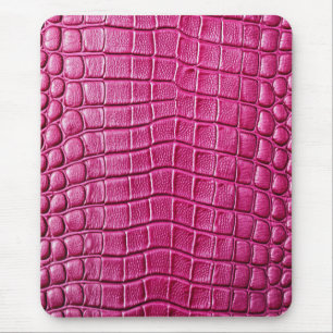 Pink Crocodile Alligator Skin Faux Leather Print Mouse Pad