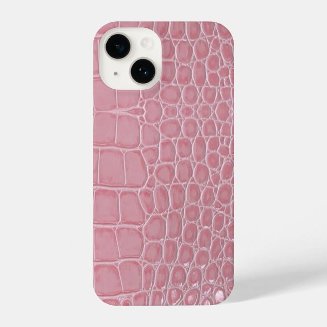 Pink Crocodile Leather Aesthetic iPhone Case (Back)