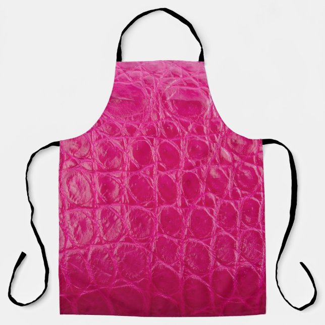 Pink crocodile skin, leather texture apron (Front)
