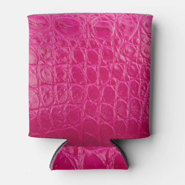 Pink crocodile skin, leather texture can cooler (Front)