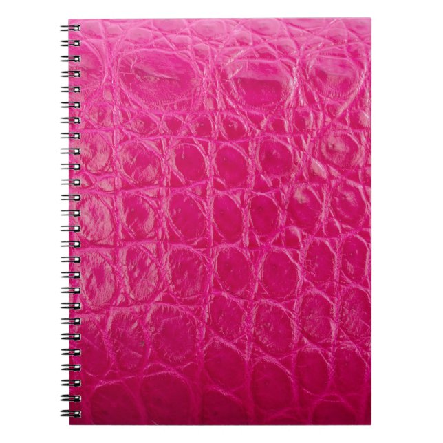 Pink crocodile skin, leather texture notebook (Front)